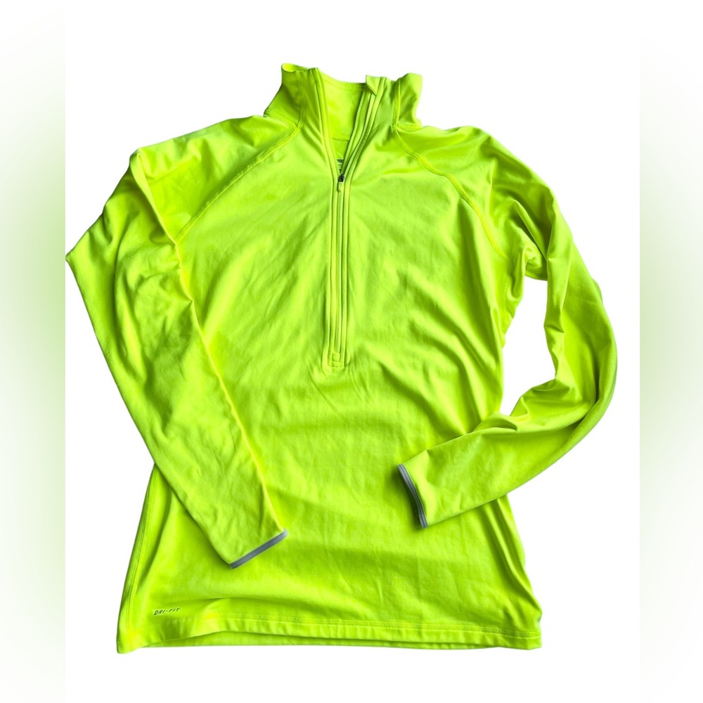 ♦️S O L D♦️Nike Pro Hyperwarm Dri Fit Half Zip Pullover Womens XL neon yellow
